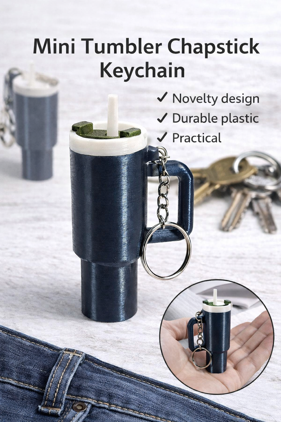 Mini Tumbler Chapstick keychain