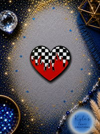 Checkered Heart Flames Straw Topper