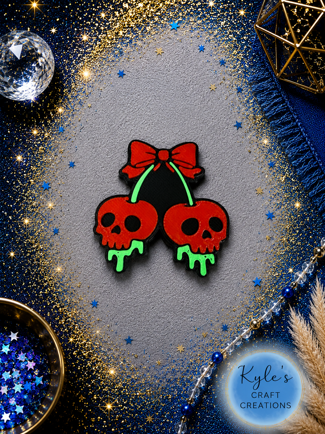 Cherry Skulls Straw Topper