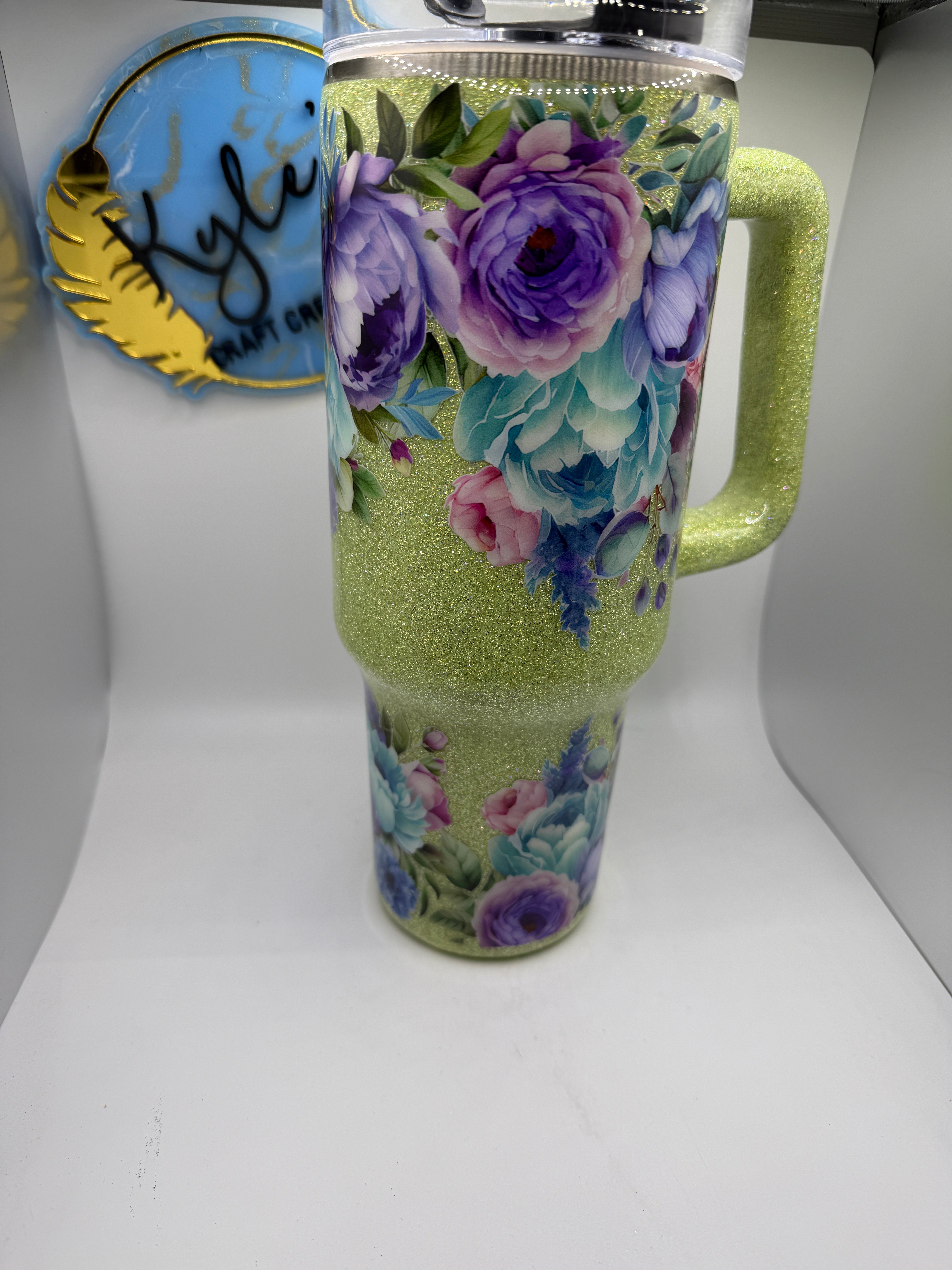Yellow and Flowers 40oz Handled