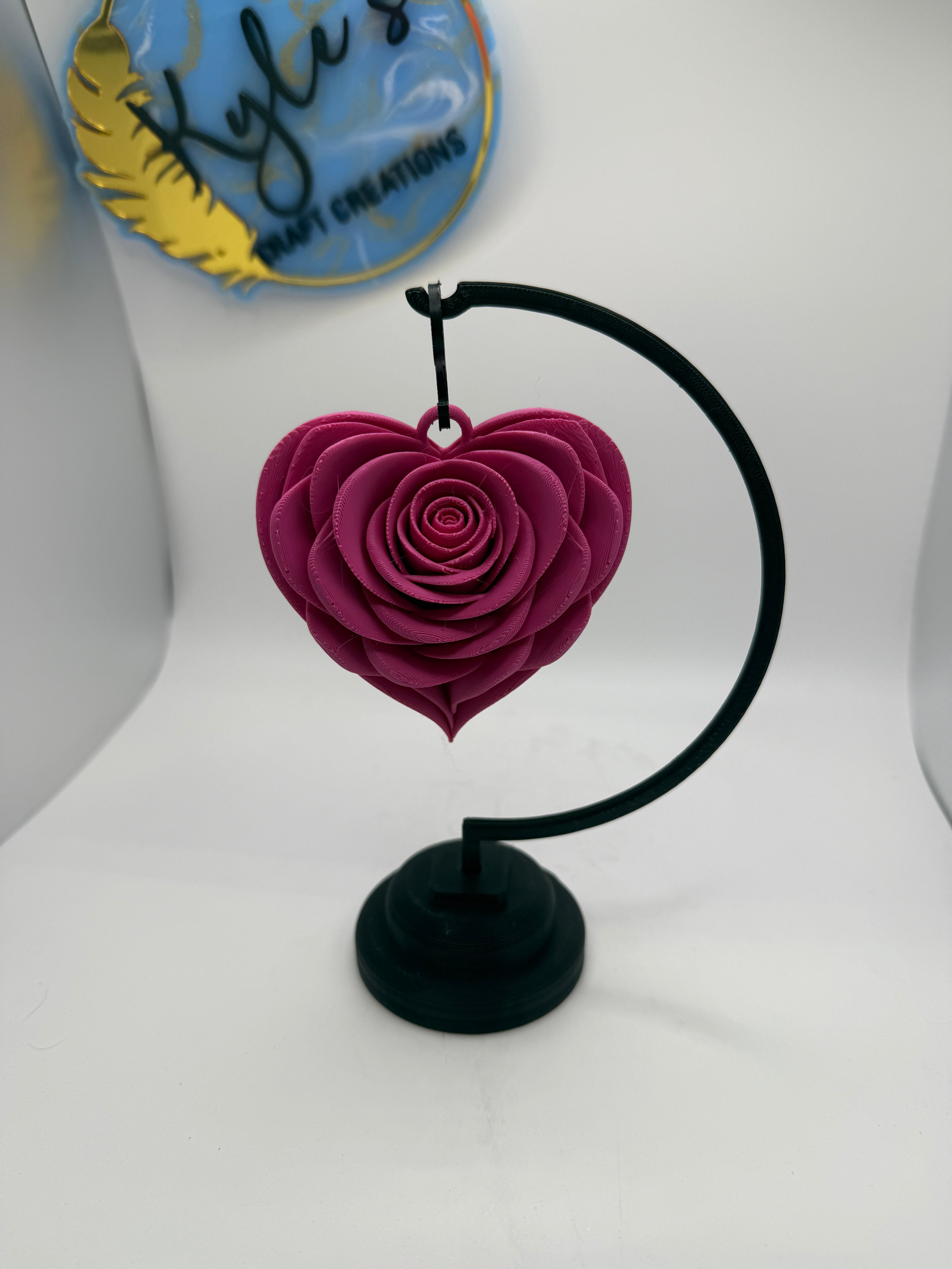 Hanging Rose Heart with Stand